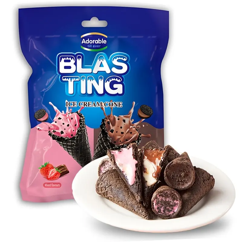 Chocolate Ice Cream Cone, Ice Cream Cone (Mixed Flavours)，Asian snacks，Chocolate Flavours And Strawberry Flavours, Rich And Mellow, Fine And Silky, Independent packaging,  preferred gift for gifting, Father's Day gift,  snack Dessert