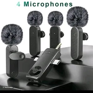 Wireless Microphones with Aux and Charger - 4 Microphones Included for Your Needs