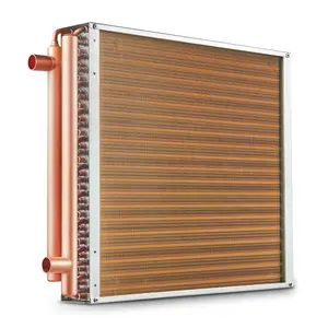 【fathersdaygift】VEVOR Heat Exchanger Water to Air, 20"x 20" with 3-Row 3/8" Copper Ports, 242 Aluminum Fins Heat Exchanger for Outdoor Wood Furnaces, Residential Heating and Cooling, and Forced Air Heating, Heating System