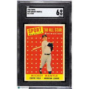 1958 Topps Mickey Mantle All Star #487 SGC 6 New York Yankees