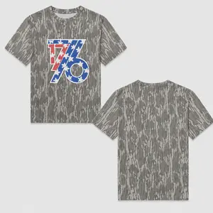 1776 Patriotic Camo T-Shirt for Men, American Flag Stars Graphic Tee, Vintage Outdoor Camouflage Shirt, Casual 4th of July Short Sleeve Top