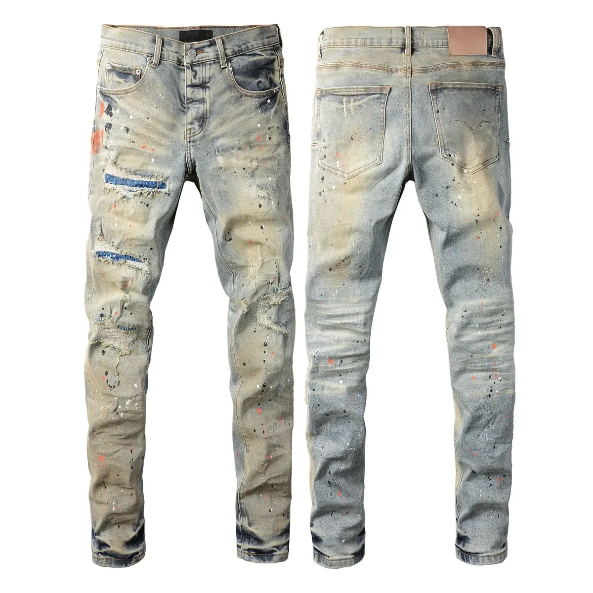 2026 new fashion jeans men's jeans with ripped patch repair design, low-rise skinny jeans, sizes 28-40, branded jeans, street jeans, vintage jeans 9071