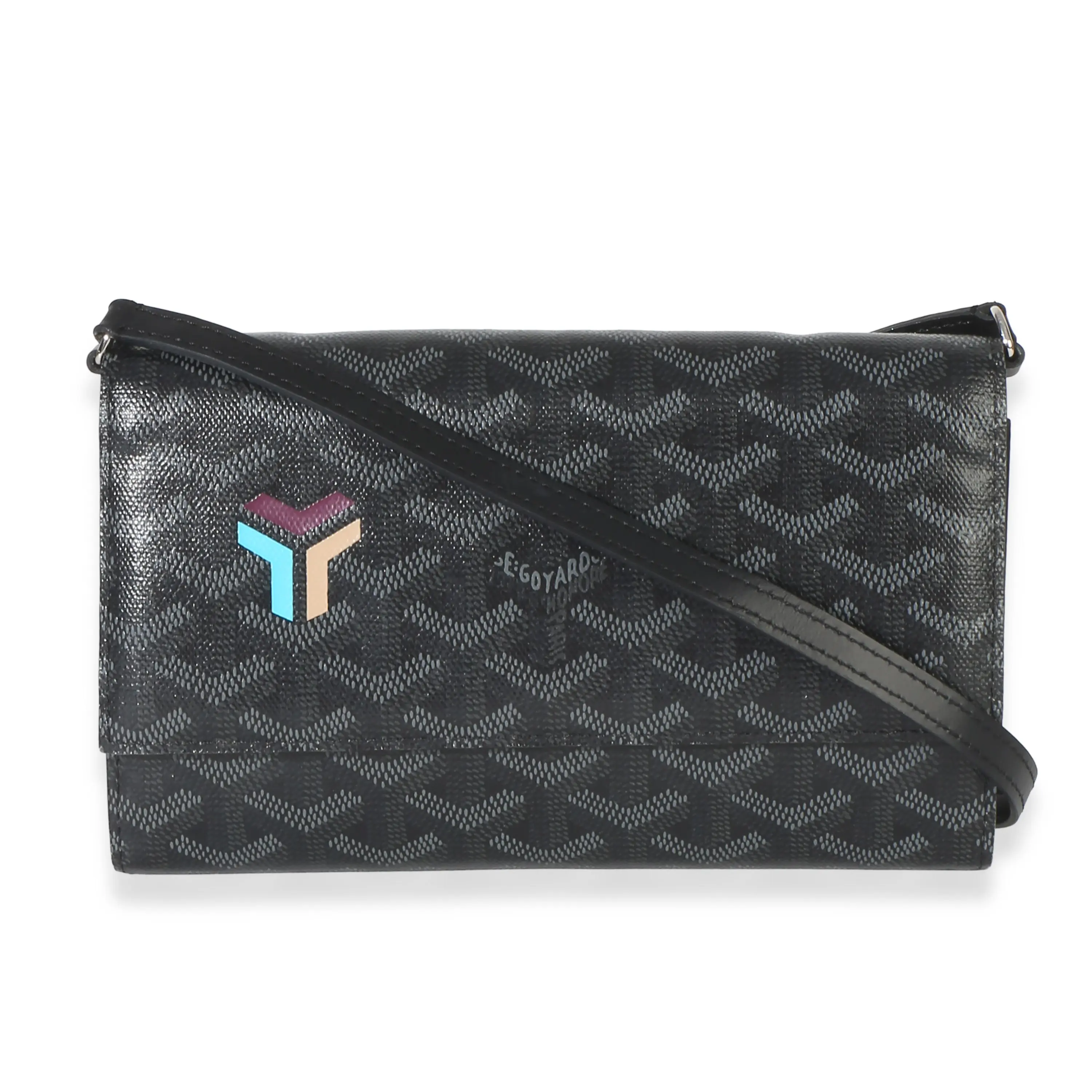 Pre-owned Canvas Shoulder Bags Black Goyardine Varenne Limited Continental Wallet