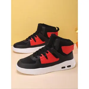 Men's Fashionable Patchwork High Top Skate Shoes, Casual Comfortable Breathable Sports Shoes, Male All-match Round Toe Shoes for Daily Wear