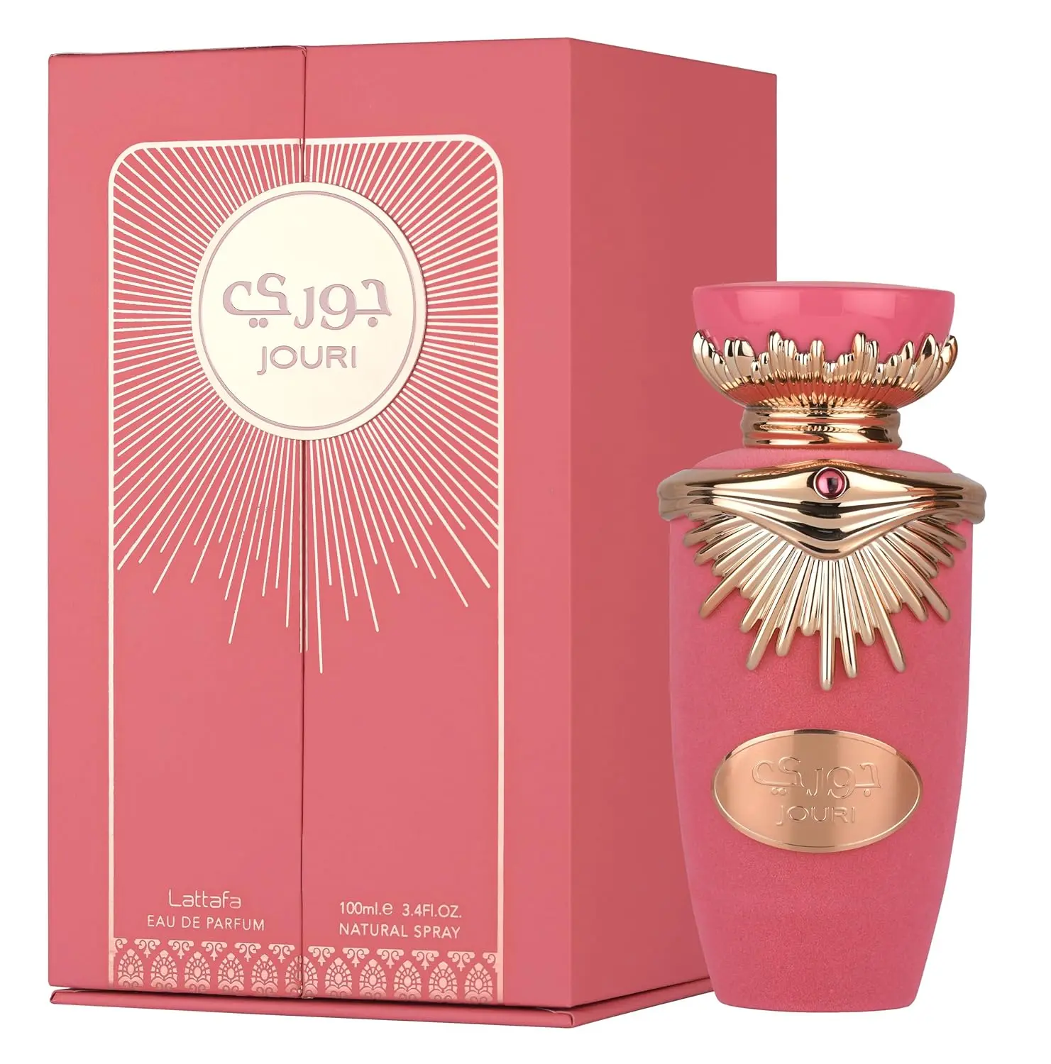Lattafa Jouri Eau de Parfum 100ml Spray - Aromatic Unisex Citrus Floral Fragrance for Adults, Regular Edition Alcohol Base with Candied Cherry, Peony, Vanilla, Reddish Fruit Notes