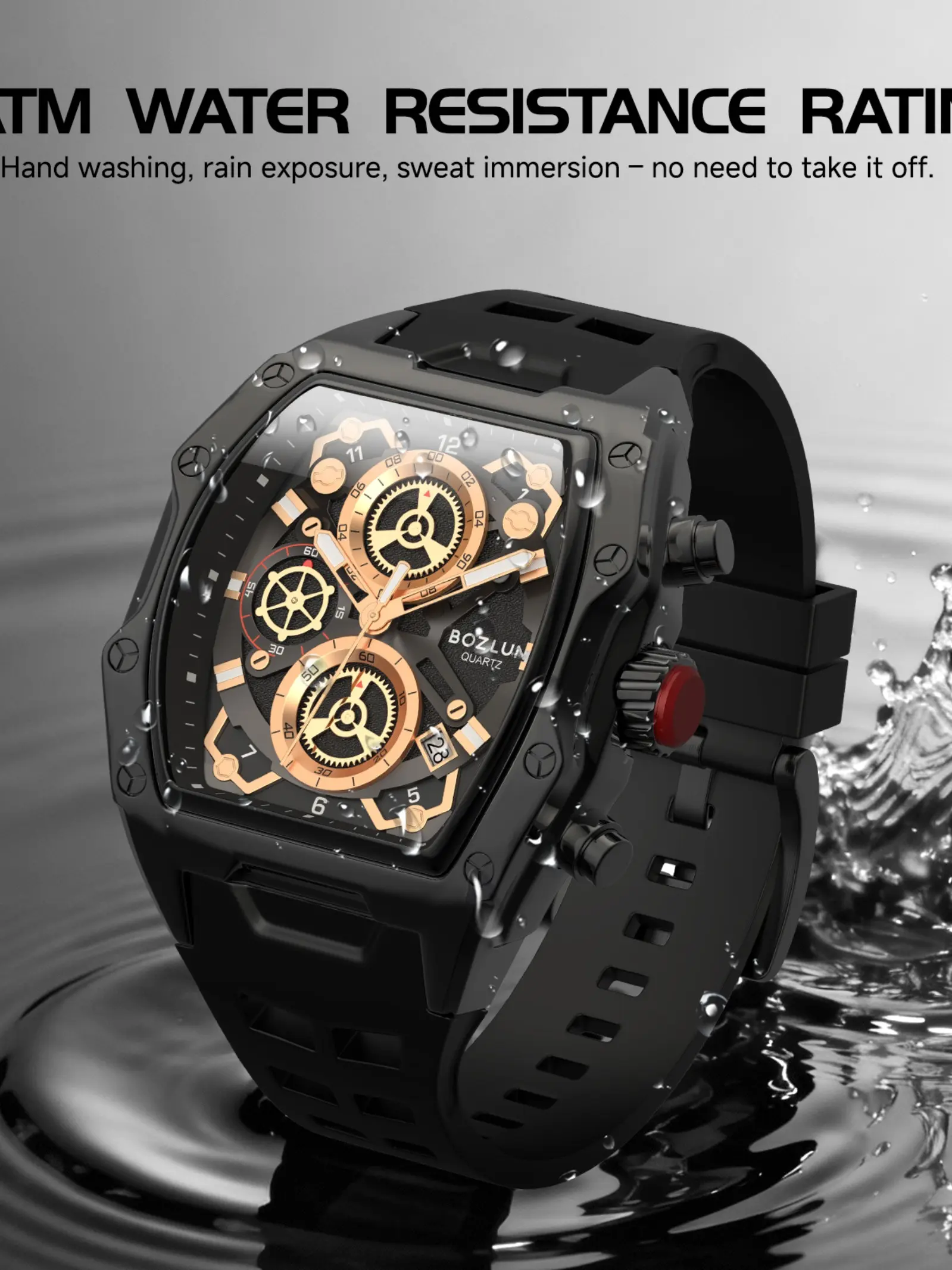 Men's Sport Watch High End Multifunctional Watch Analog Quartz Movement, Silicone Strap, Multi-Function Chronograph, Racing Inspired Design, All Seasons Wear