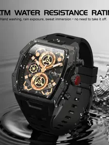 Men's Sport Watch High End Watch Analog Quartz Movement, Silicone Strap, Multi-Function Chronograph, Racing Inspired Design, All Seasons Wear