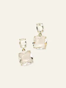 Azazie Transparent Crystal Gemstone Earrings Minimalist Stud Dangling Crystal Bridal Bridesmaid Formal Evening Earrings