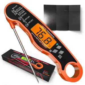 Digital Meat Thermometer - Fast Instant Read for Cooking Grilling Candy Making IP67 Waterproof with Backlight Orange Color Perfect Christmas Stocking Stuffers Gifts for Men Dad Husband