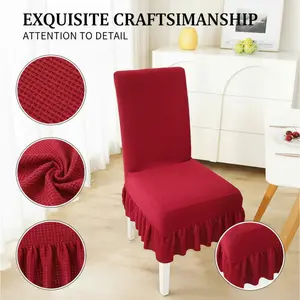 6-Piece Modern Fleece Flannel Chair Cover Set Elastic Full Wrap Ruffled Thickened Style All-Season Universal Backrest Stool Covers for Hotel Home Cozy Durable