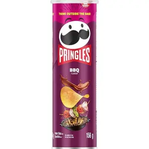 7x Pringles BBQ Barbecue - Crunchy Potato Crisps Savory Snack Treats Chips Salty Party Pack Pantry Food School Lunch Game Day Movie Night Appetizer Flavored Stackable Bundle Lot Bulk Wholesale Pieces Round Original 5.57oz 7ct