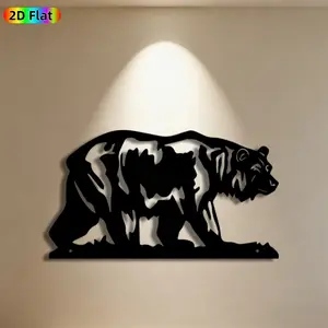 1pc Bear Metal Wall Art,Bold Bear Statue Mural, Ideal Gift for New Year, Easter, Wildlife Decor Enthusiasts, Weather-Resistant Metal Wall Decor Wall Sculptures, Perfect for Patio Wall & Garden Fence, Stunning Outdoor Decor Accent