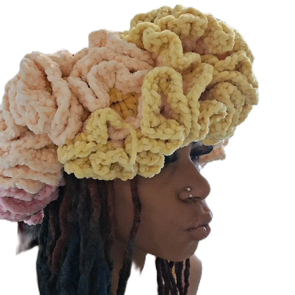 Sunflower Punch ️️Crochet ruffle hat