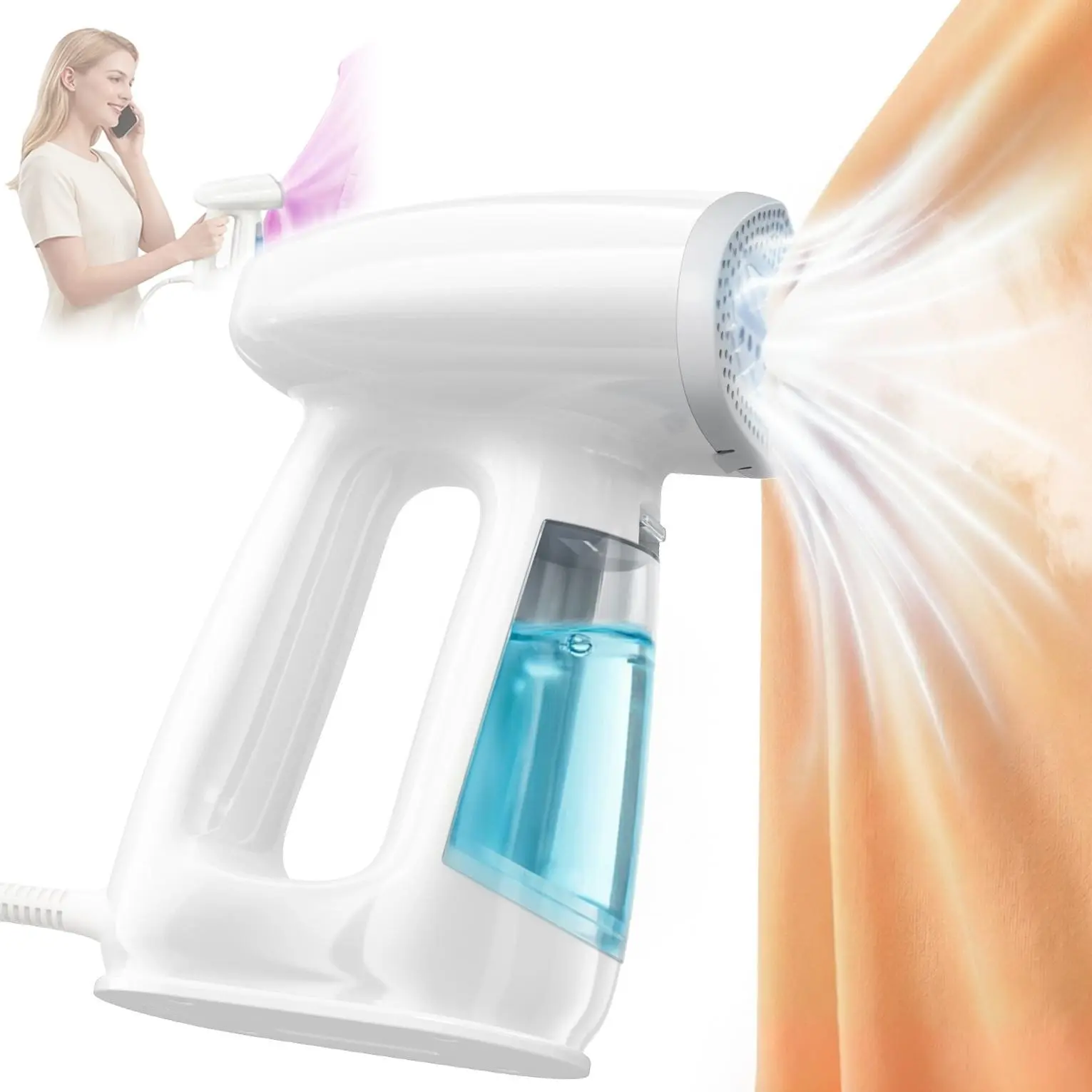 Vacuum Steamer for Clothes, 3000Pa Auto-Grip Suction Handheld Garment Steamer, 20S Fast Heat,Dual Modes 1000W for Travel Steam Iron, Business & Trip, No Ironing Board Required
