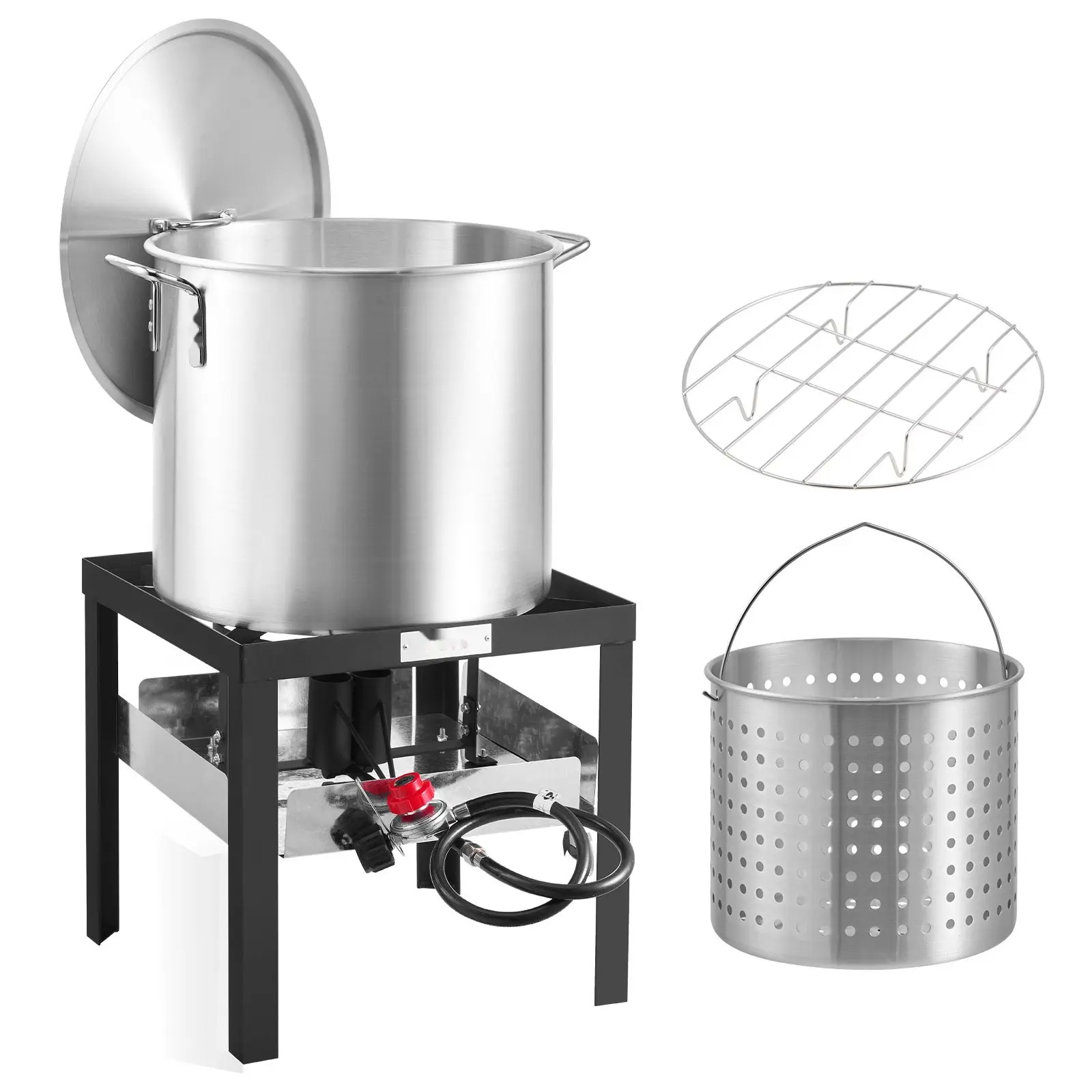 100 Qt Seafood Boiling Kit With Strainer For Outdoor Cooking, Large Capacity Crab And Crawfish Pot Designed For Backyard Barbecues, Camping, Tailgating, And Family Gatherings, Compatible With Gas And Charcoal Grills
