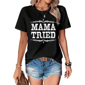 100% Cotton Go All Out Womens Mama Tried Retro Country Music T-Shirt
