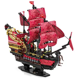 the Caribbean Sea Queen Anne's Revenge Pirate Ship Building Blocks, Realistic Model, Kids Birthday Gift, Father's Day Gift, Christmas Gift