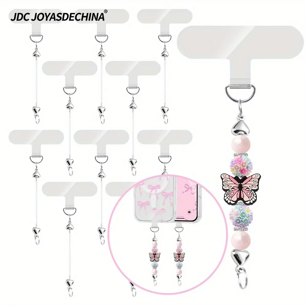 7pcs/14pcs beadable mobile phone chain, transparent spacer and beadable mini keychain Mobile phone decorations