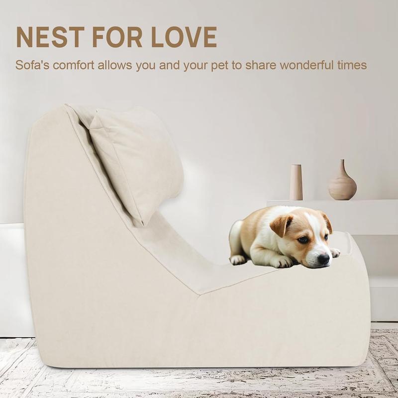 Giant Bean Bag Chair for Adults - Indoor Chaise Lounge with Neck Pillow & Ottoman, All-in-One Sponge Design, Comfy Floor Chair for Reading, Gaming, Napping, and Movies (Khaki)