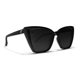 Blenders Isla Jet Black Sunglasses – Polarized Smoke Lenses, UV400 Protection, Scratch‑Resistant, Gloss Black Cat‑Eye Frame, Medium‑Large Fit Classic Shades