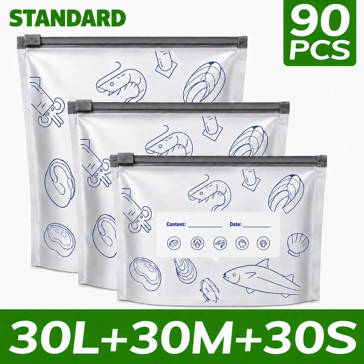 90PCS【STANDARD】30L+30M+30S