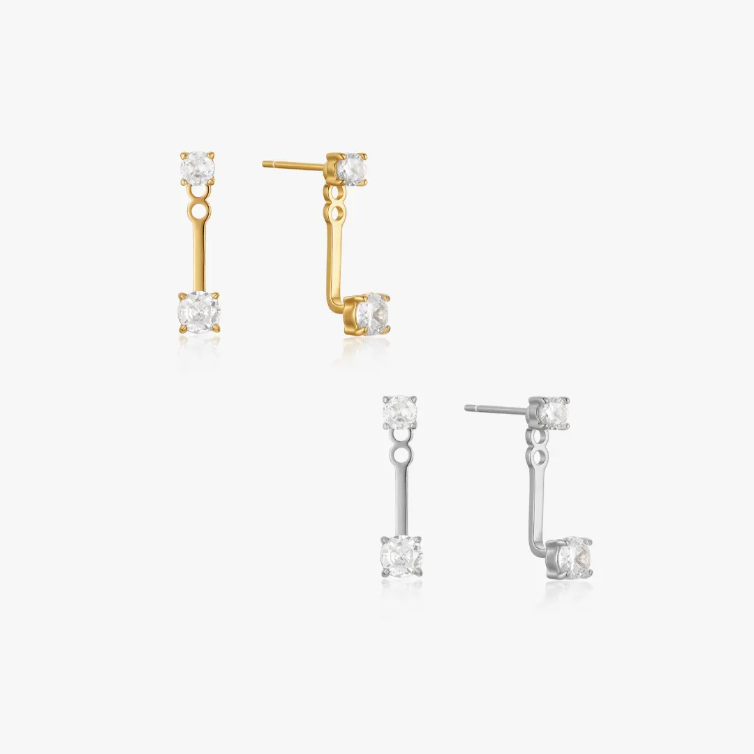 Double Gem Huggie Earrings