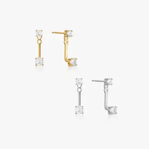 Double Gem Huggie Earrings