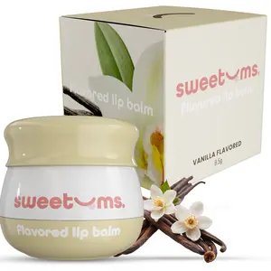 SWEETUMS Vanilla Flavored Lip Balm - Lightweight & Hydrating with Vanilla Extract, Smooth Texture, Built-in Mirror & Applicator, Vegan & Cruelty-Free Gloss Pout