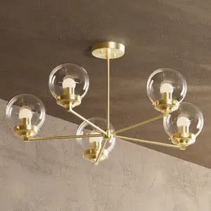 Avila - 6" Glass Globe 5 Light Chandelier