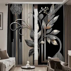 Art Deco Curtains Set, Elegant Drapes Window Curtain for Living Room Bedroom Balcony Kitchen Shower, Fashion Home Decor