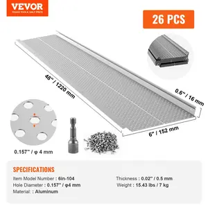 VEVOR Gutter Guard, 6 inch Width, Aluminum Leaf Filter DIY Gutter Cover, 26 PCS 104 ft Total Length, 0.157'' Hole Diameter 0.02'' Thick Gutter Guards Fits Any Roof or Gutter Type