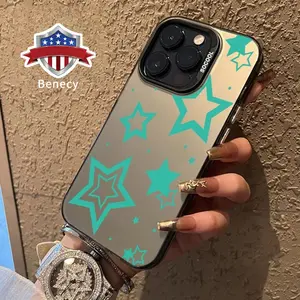 Teal Starscape Pattern Phone Case for iPhone 15 16 14 Pro Max 13 12 11 XR XS Plus E Shockproof Non Slip Military-Grade Protection Slim Cover Cellphone Protective