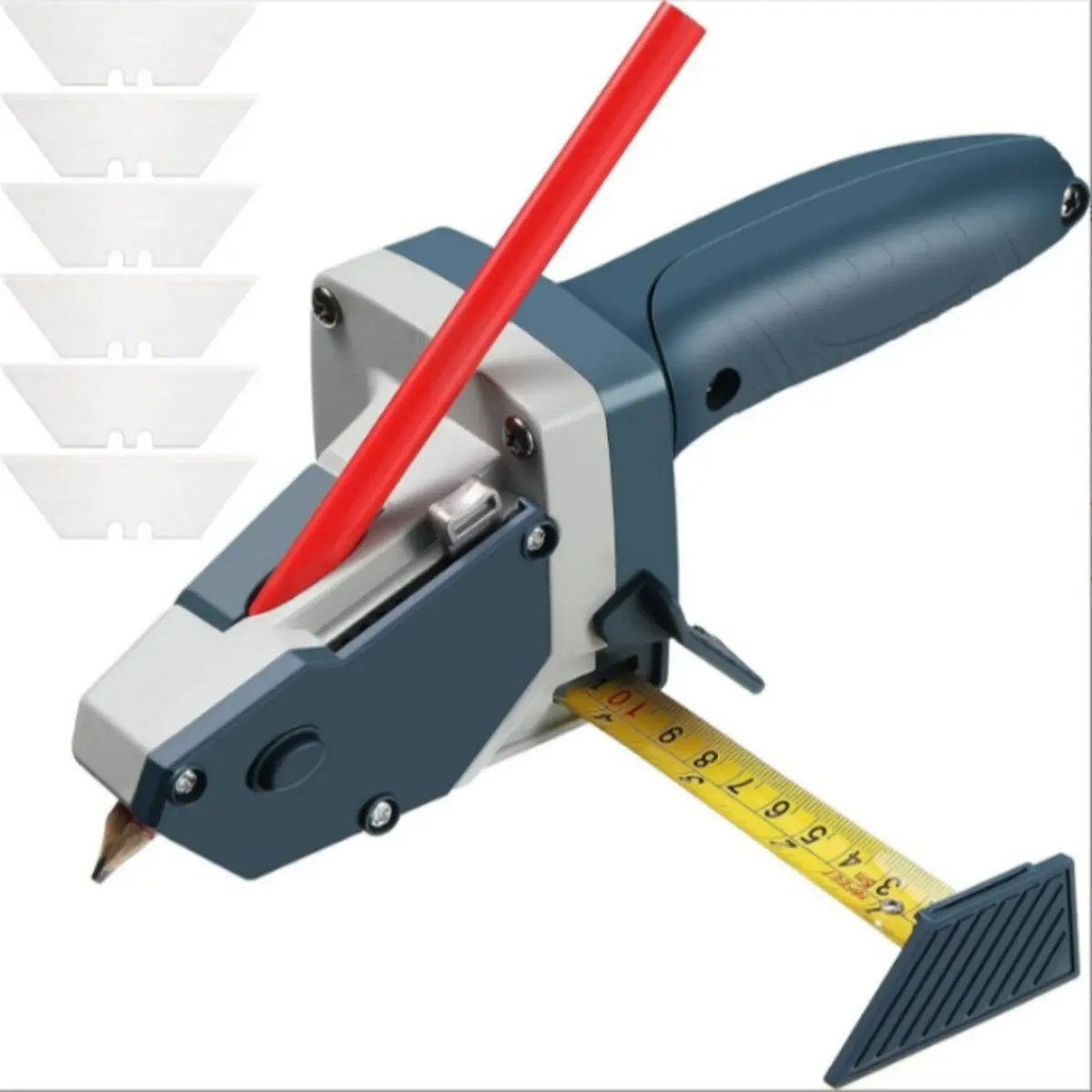 Multifunctional Gypsum Board Cutter Tool Kit for Woodworking Projects - Includes Cutter, Pencil, 5 Blades, Measuring Tape, Ensures Accurate Measurements, Enables Precise Cutting & Clean Cuts