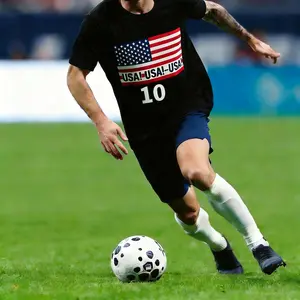 USA World Cup 2026 Soccer T-Shirts Full Squad Numbered Tees USA Flag Black Football Shirts