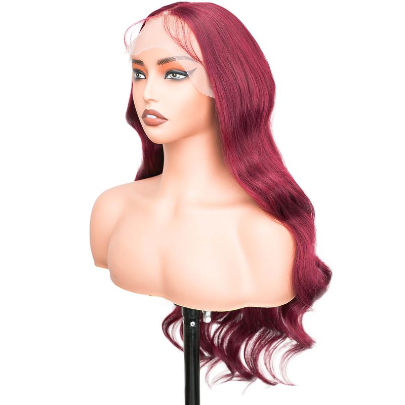 MIRELLE Body Wave 30 Inch 13x6 HD Lace Front Synthetic Wig 220% Density - #99J Burgundy Free Part, Pre-Plucked Anti-Snag/8H Hold, Breathable for Weddings/Bridesmaid Duties