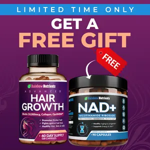 Ultimate Beauty & Youth Bundle | NAD & Hair Growth | Boost Energy, Longevity, Thicker & Stronger Hair with Niacinamide and Biotin 210 capsules (90 NAD + 120 Hair Growth)