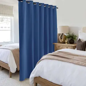 Blackout Curtains 84 Inches Long for Patio Sliding Door Blue Solid Extra Wide Room Darkening Thermal Insulated Room Divider Soundproof Grommet Window  Drapes,100x84 Set of 1