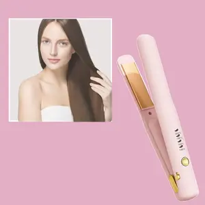 Cordless straightener 2600 mAh remote titanium portable straightener wireless mini straightener 2-in-1 for straightening and curling travel straightener, can heat up in seconds, suitable for travel and home use