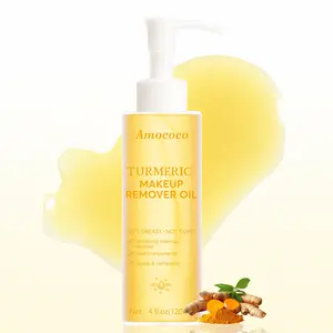 Amococo Turmeric Makeup Remover Oil, deep cleansing, moisturizing and oil-control, refreshing and non-greasy, cleansing without residue, non-tightening, suitable for sense skin and all skin types 120ml