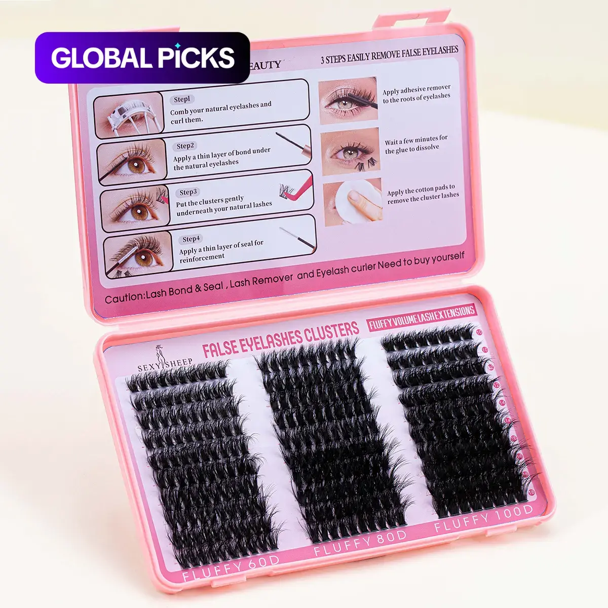 False Eyelashes with Eyelash Tweezers & Glue, 1 Set Natural Look Eyelash Extensions, Self-Grafting Curled Eyelashes, DIY Eyelash Extensions, Volume Eyelashes, Eye Makeup Supplies for Women & Girls, DIY Volume Lashes Clusters #GLOBAL PICKS