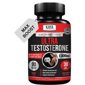 HOT! Kaya Naturals Ultra Testosterone - Men's Testosterone Booster with Tongkat Ali, Horny Goat Weed, Tribulus - Natural Workout Supplement for Energy, Stamina, and Strength Booster - 90 Count