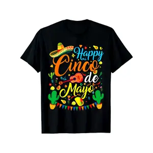 Happy Cinco de Mayo Fiesta T-Shirt, Mexican Party Graphic Tee, Funny Holiday Shirt for Men Women, Unisex Cotton Top, Summer Streetwear