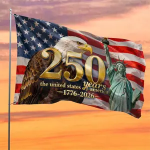 America 250Th Anniversary Flag 1776-2026 Patriotic Eagle Banner, USA Stars And Stripes Outdoor Decor for Garden Yard Porch, 4Th Of July Party Supplies 150x90cm/5x3ft