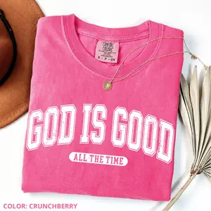 Comfort Colors God Is Good All The Time Tee, Christian Faith Shirt, Retro Religious Graphic T-Shirt, Church Outfit Gift, Gift For Her, Women's T-shirt, Graphic Tee