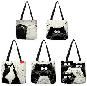 Linen Cat Shoulder Bag