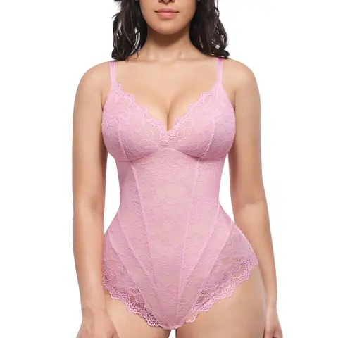 Shapellx Elegant Lace Corset Bodysuit with Bust Support Seamless Tummy Control Shapewear(TTL giveaway) Spaghetti Strap Womenswear