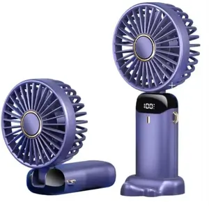 Ultra Quiet Handheld Fan, Portable Personal USB Rechargeable Battery Operated, Hand Fan with 5 Speeds, 90° Rotation Fan Powerful Fan for Dorm Bedroom Office (Purple)