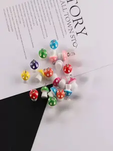 Mixed Pack 20pcs Colorful Mushroom Resin DIY Handmade Pendant Earrings Necklace Keychain Accessories, Cross-Border Craft Supplies