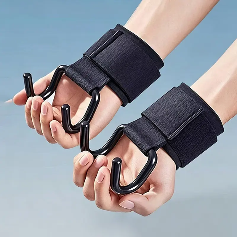 Pull-Up Assist Hooks with Hanging Strap, Anti-Slip Gym Grips for Barbell Deadlift, Home Fitness Training Accessory