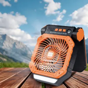 New Solar Powered Outdoor Fan with Solar Panel, Portable USB Charging, 4 Speeds, 3 Light Modes, Ultra Quiet, Timer, Camping Tent Fan
